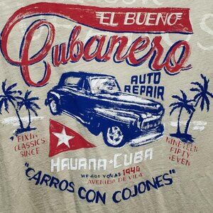 LUCKY BRAND BIEGE EL BUENO CUBANERO AUTO REPAIR "CARROS CON COJONES" SIZE L
